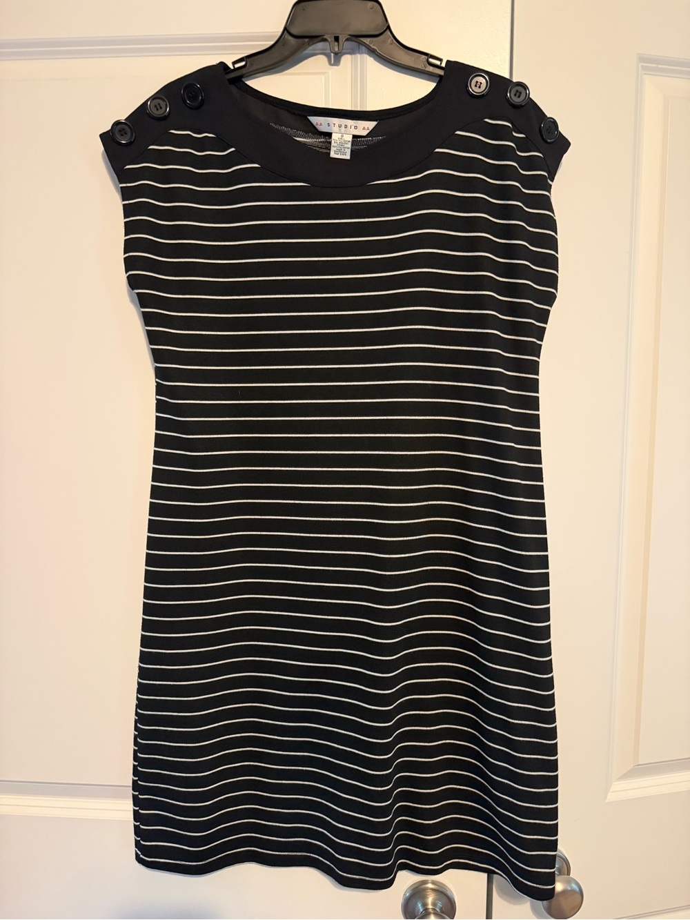 Max Studio Striped Black & White Sleeveless Boatneck Dress